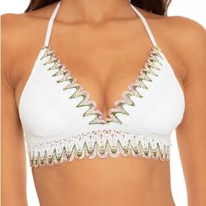 BECCA White Bikini Top with Colorful Accents